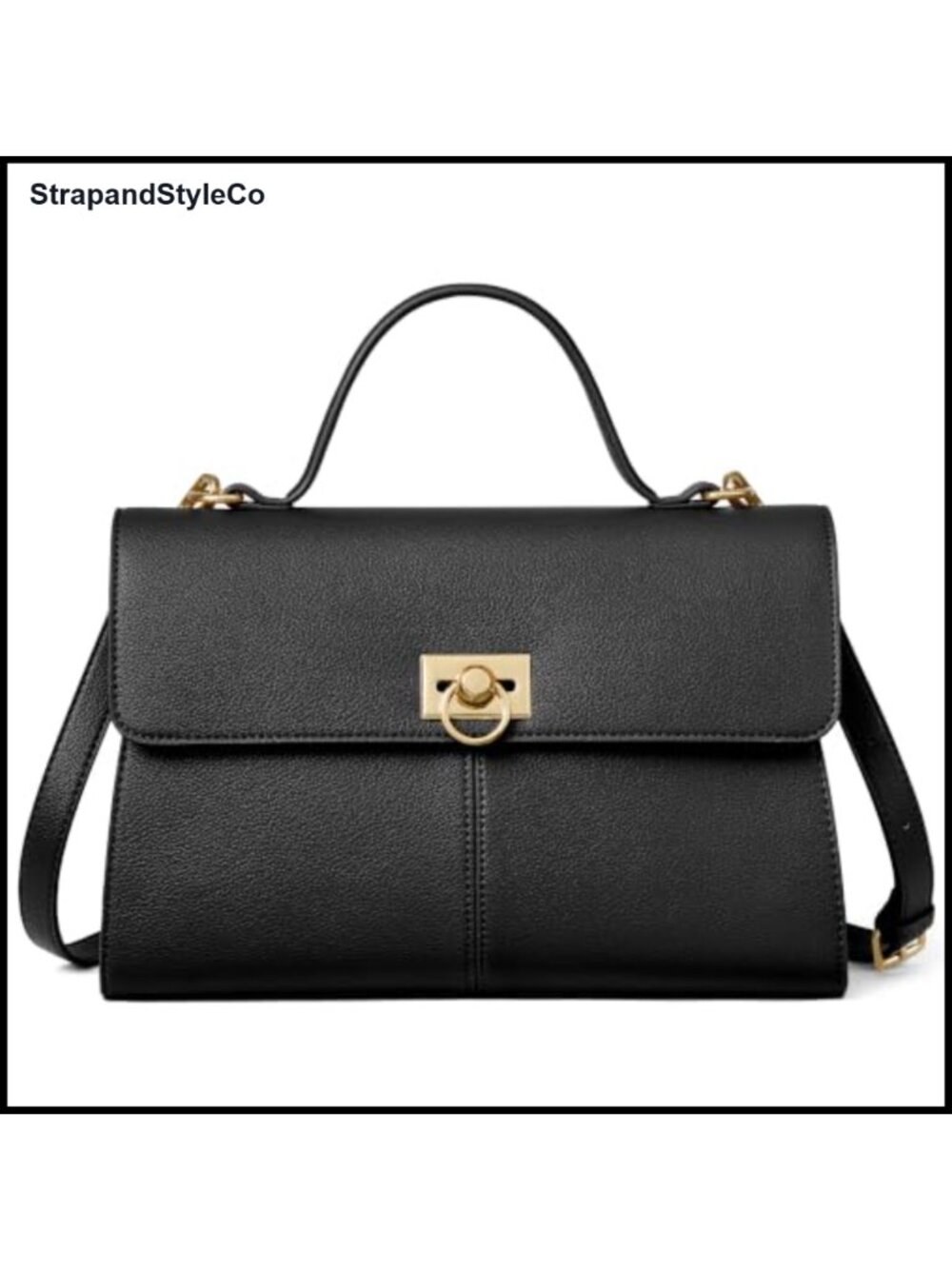 Vegan Leather Satchel Purse Structured Top Handle Crossbody Bag